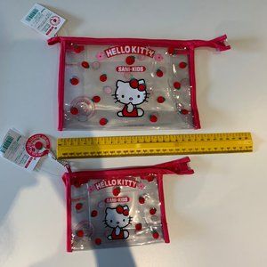 Vintage 1997 Lot of 2 Hello Kitty Plastic zipped pouches
